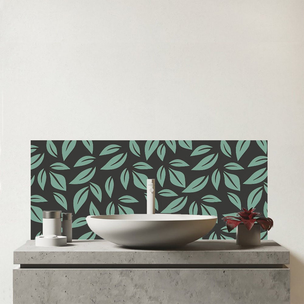 Warren Reed Designer Delicate Leaf Glass Bathroom Splashback 25 x 60cm Image 1