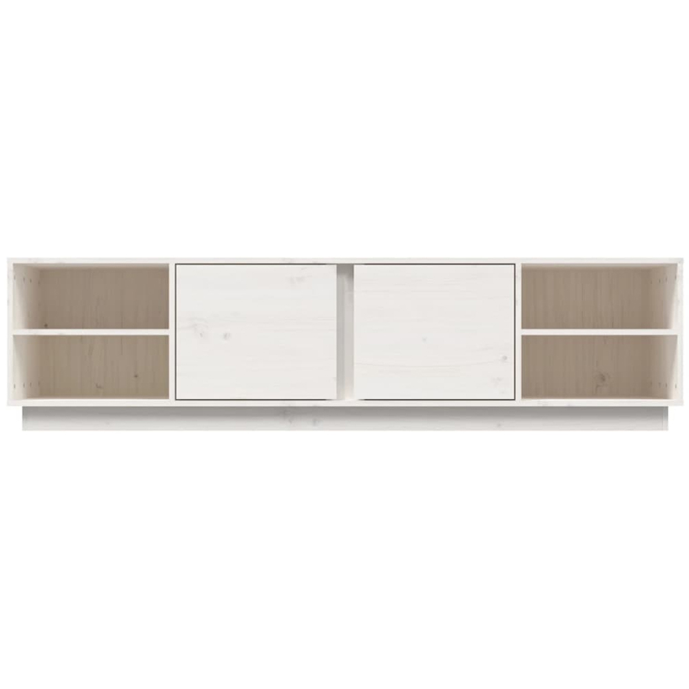 vidaXL 2 Door 4 Shelf White Solid Pine Wood TV Cabinet Image 6