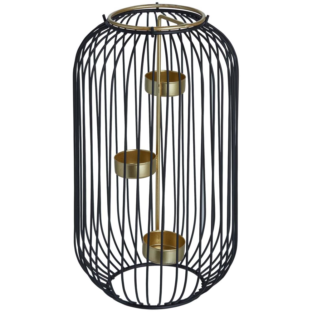 Wilko Wire Lantern with Gold EffectTealight Holder Image 1