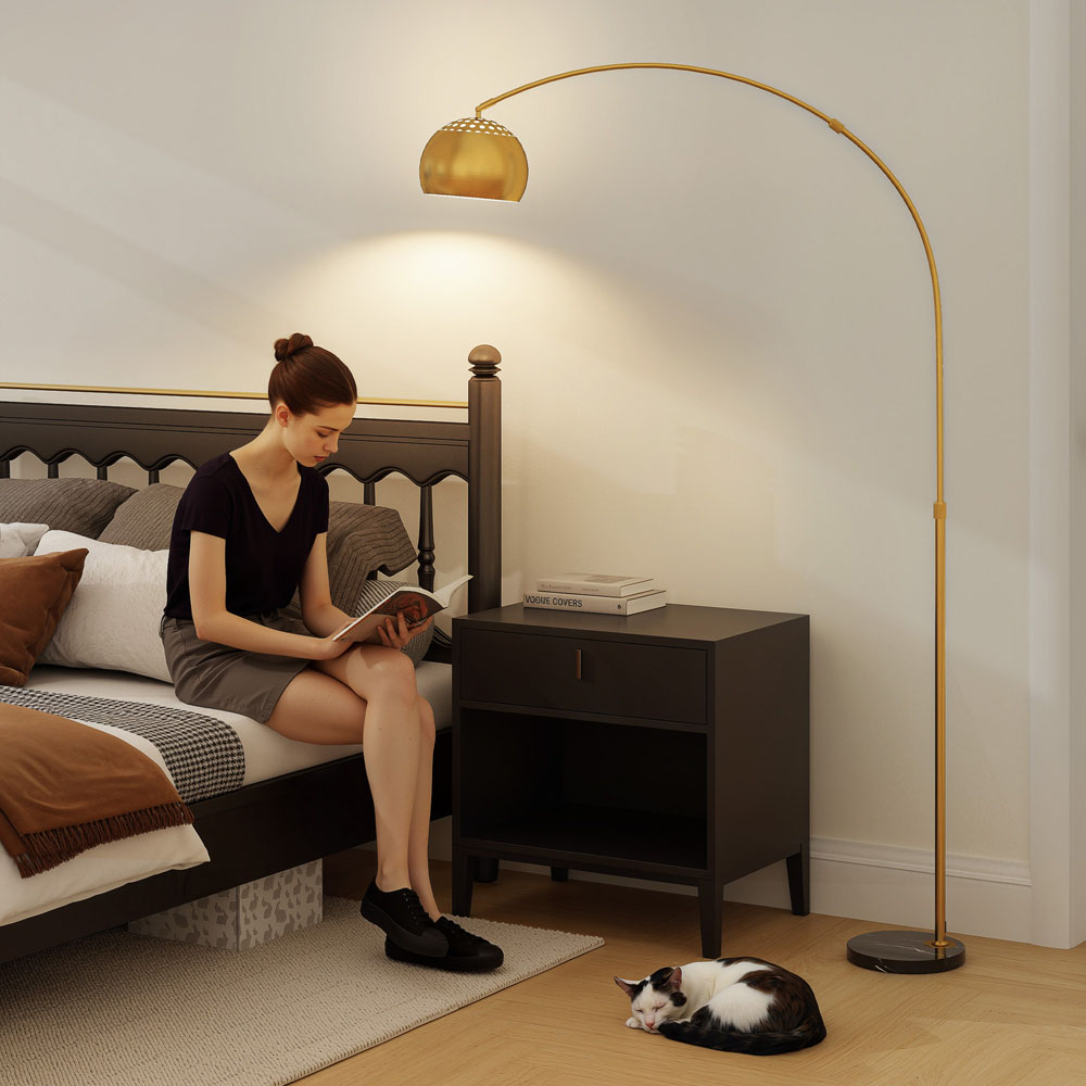 Portland Gold Tone Tall Arc Floor Lamp Image 3
