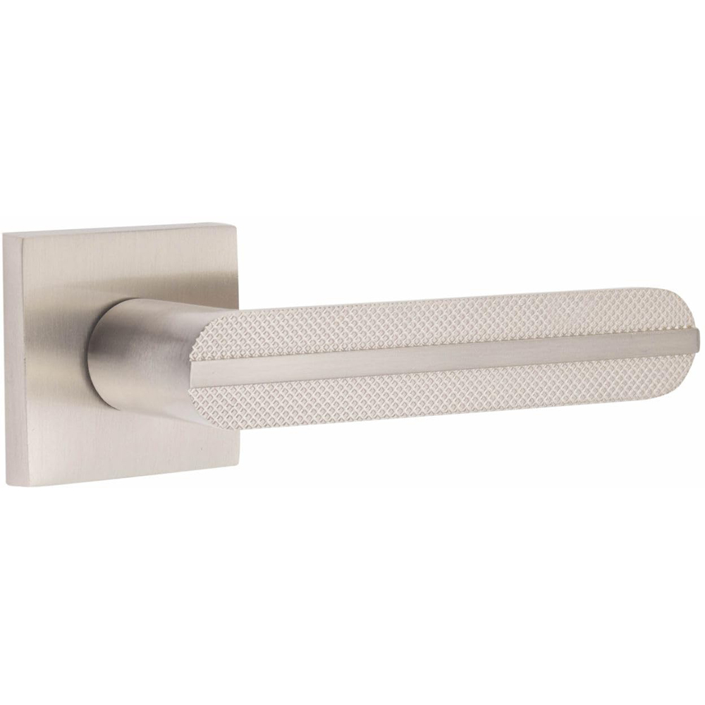 Golden Grace Square Rose Satin Nickel Finish Modern Lima Design Door Handle Set Image 3