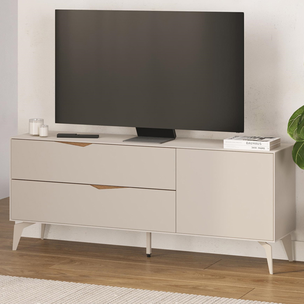 Decortie Jaden Single Door 2 Drawer Sandstone TV Unit Image 1