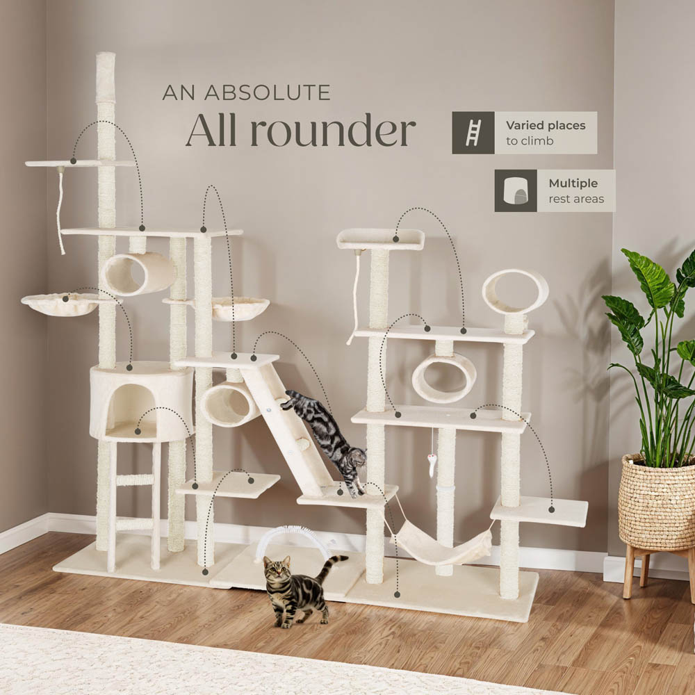 tectake Snooky Beige Cat Tree with Scratching Post 261cm Image 5