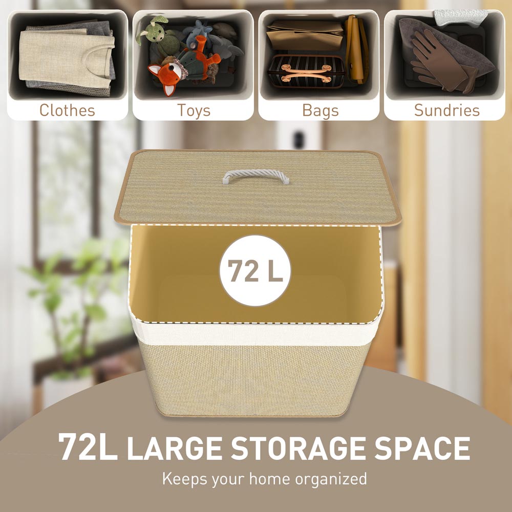 HOMCOM Natural Wood Finish Laundry Hamper 72L Image 8
