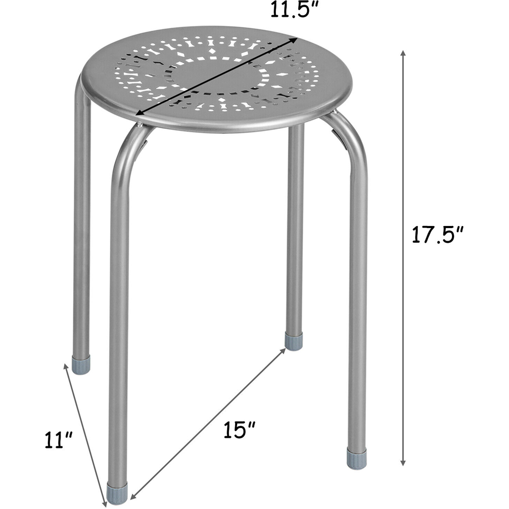 Costway Set of 6 Grey Round Stool Image 9