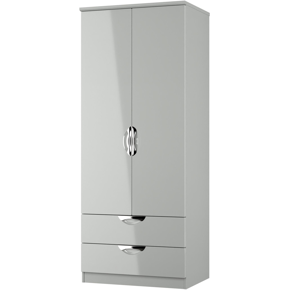 Crowndale Camden 2 Door 2 Drawer Grey Gloss and Dusk Grey Wardrobe Ready Assembled Image 4