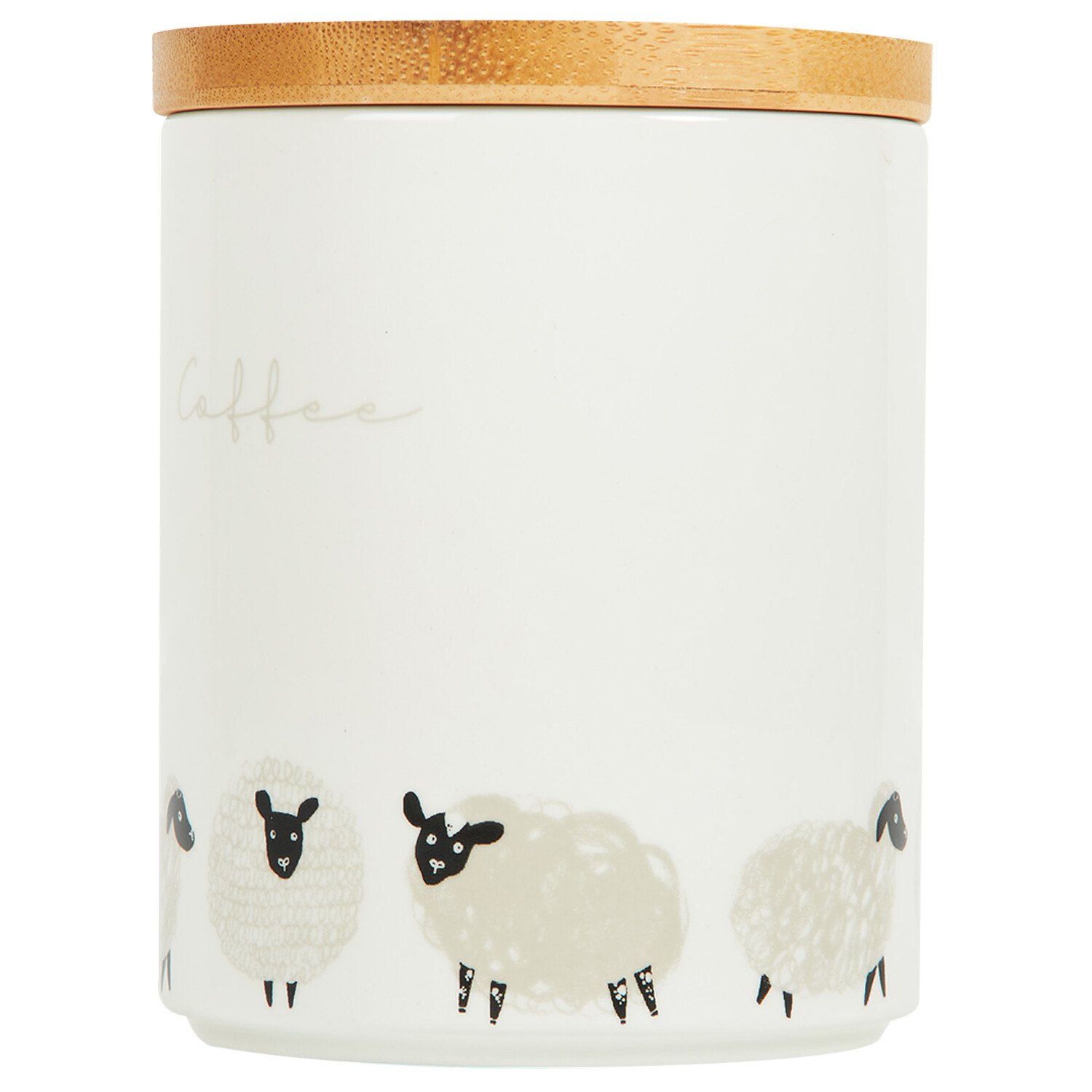 Highland Flock Canister with Bamboo Lid - White / Coffee Image 2