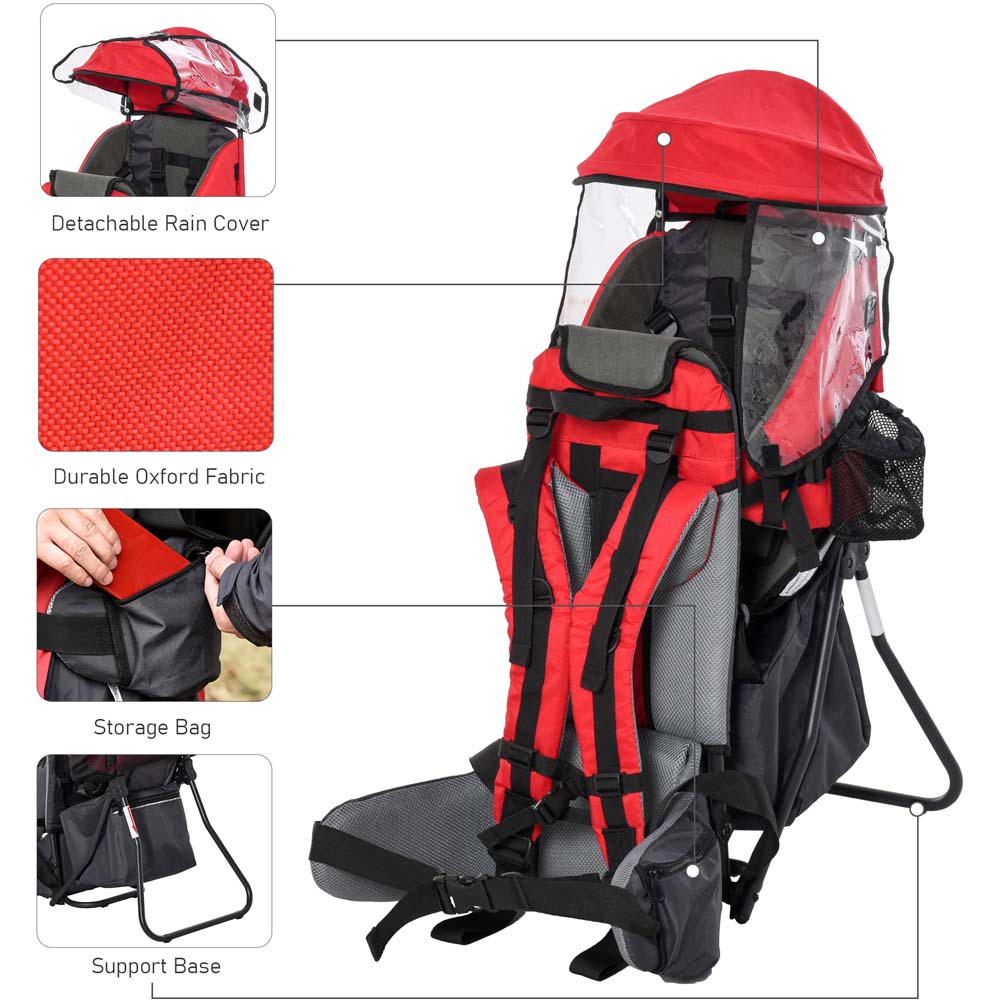 Portland Red Hiking Baby Backpack Carrier Image 5