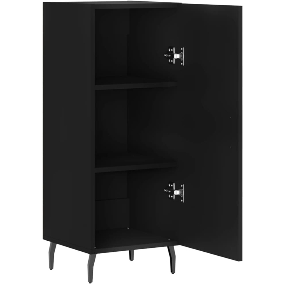 vidaXL Single Door Black Wooden Sideboard with Metal Legs Image 5