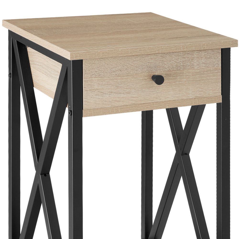 tectake Dayton Single Drawer Oak Bedside Table Image 6