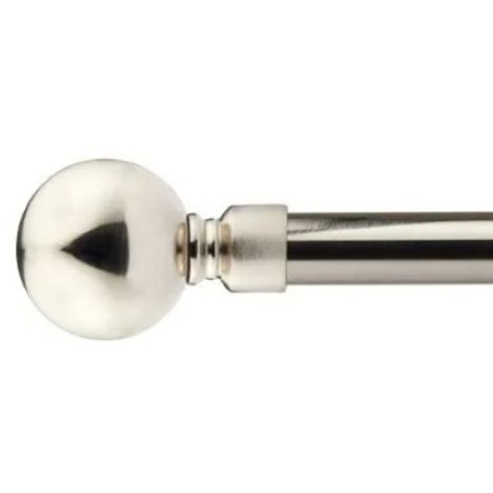 New Edge Blinds Sphere 160-300cm Extendable Brushed Silver Eyelet Metal Curtain Pole Set Image 1