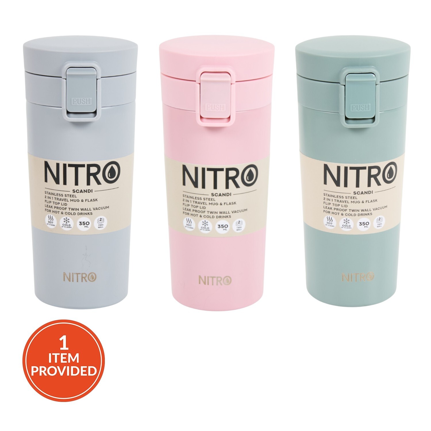 Nitro Stainless Steel Scandi Travel Mug and Flask Image 1