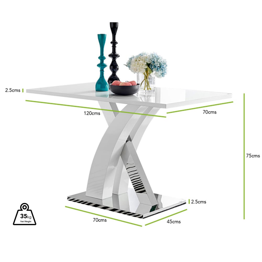 Furniturebox Columbia Valera 4 Seater Dining Set White Gloss Mustard Yellow and Chrome Image 9