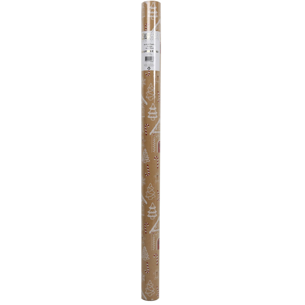 Kraft Festive Scenes Wrapping Paper 4m - Brown Image 5