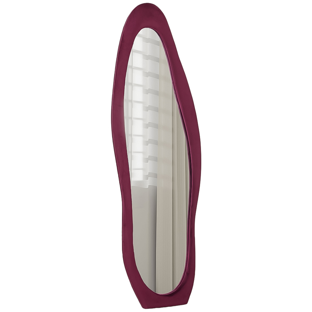 Portland Wine Red Velvet Frame Irregular Full Length Mirror 160 x 50cm Image 1