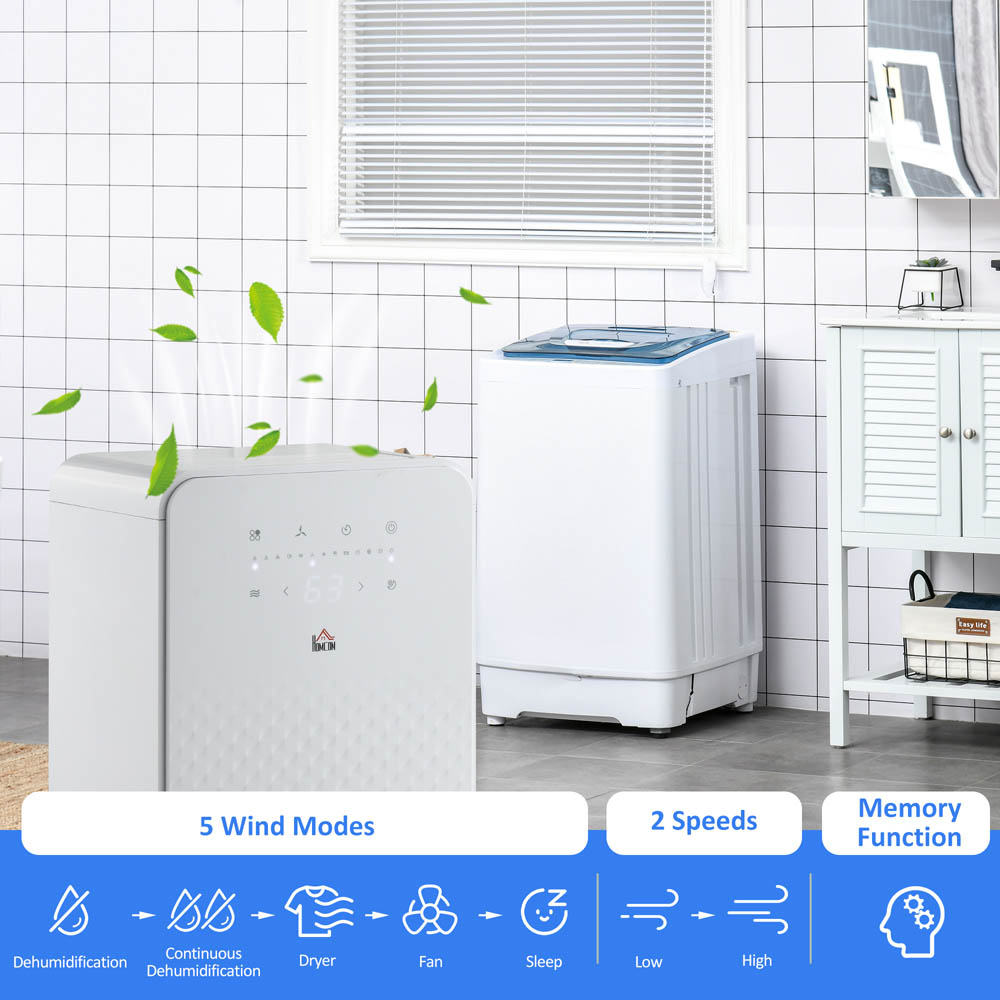 Portland White Portable Dehumidifier with Air Purifier 12L Per Day Image 5