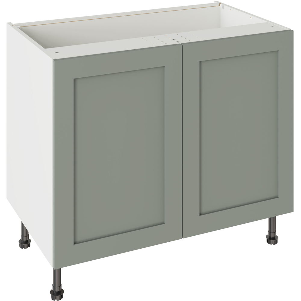 Kitchen Kit Shaker Matt Sage Green Base Kitchen Cabinet Flatpack 1000mm Image 1