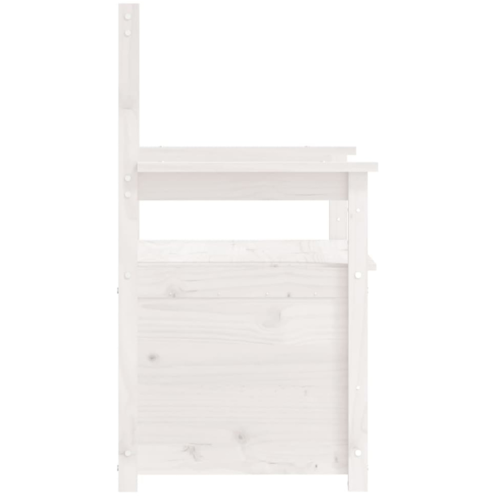 vidaXL White Solid Wood Pine Storage Bench 112.5 x 51.5 x 96.5cm Image 6