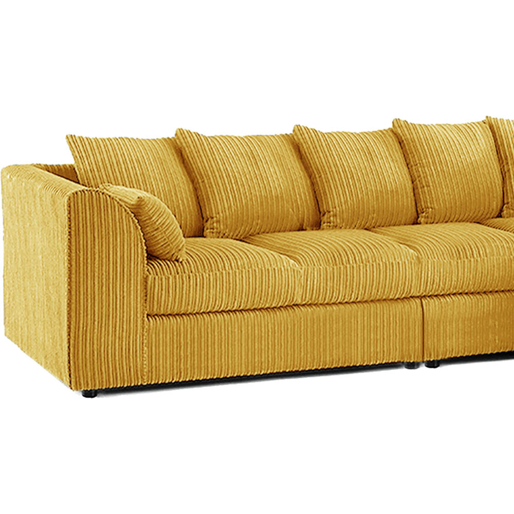 Luxor 4 Seater Mustard Jumbo Cord Right Hand Facing Scatter Back L Shaped Corner Sofa Set Image 3