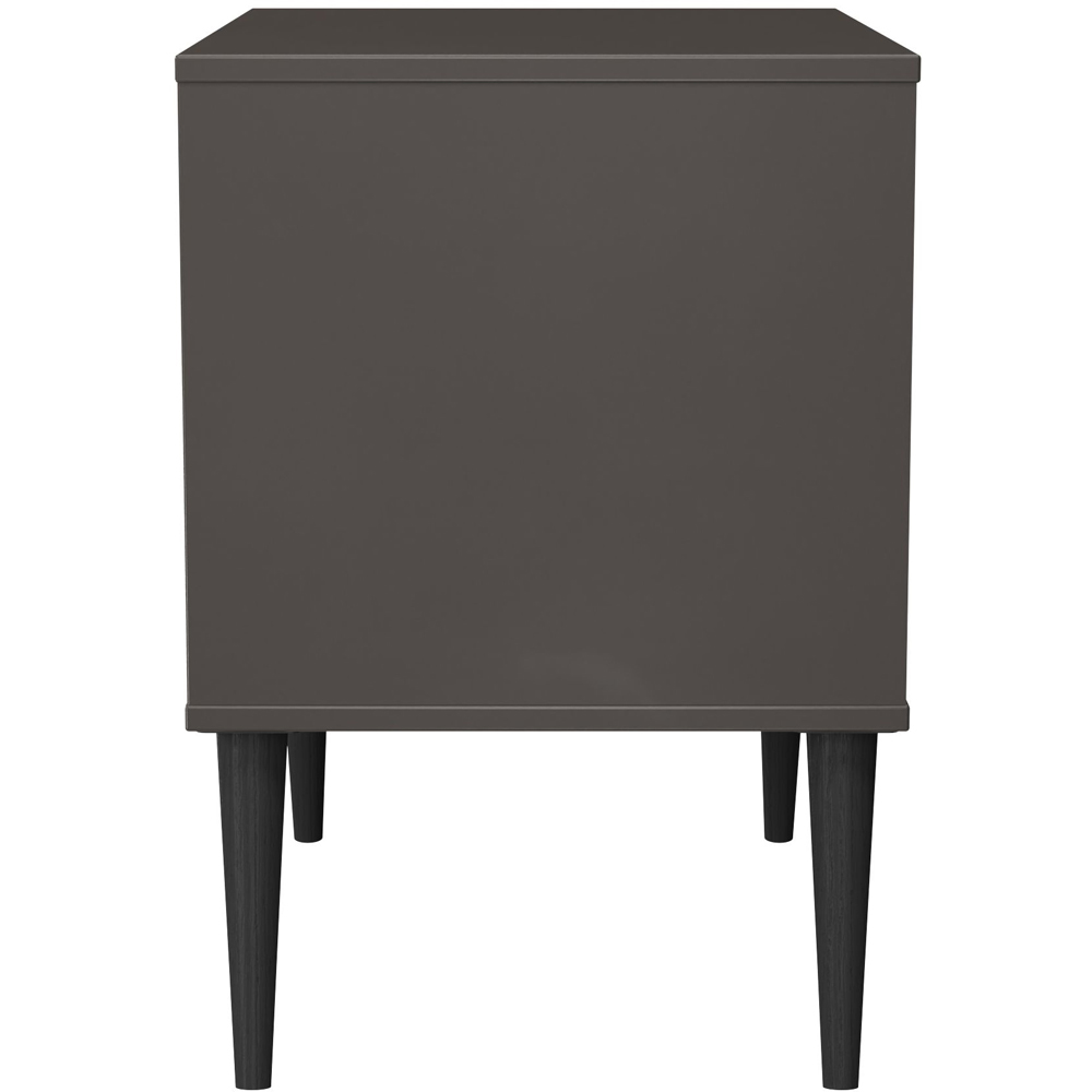 Crowndale Hong Kong 2 Drawer Slatt Effect and Graphite Side Table Ready Assembled Image 4