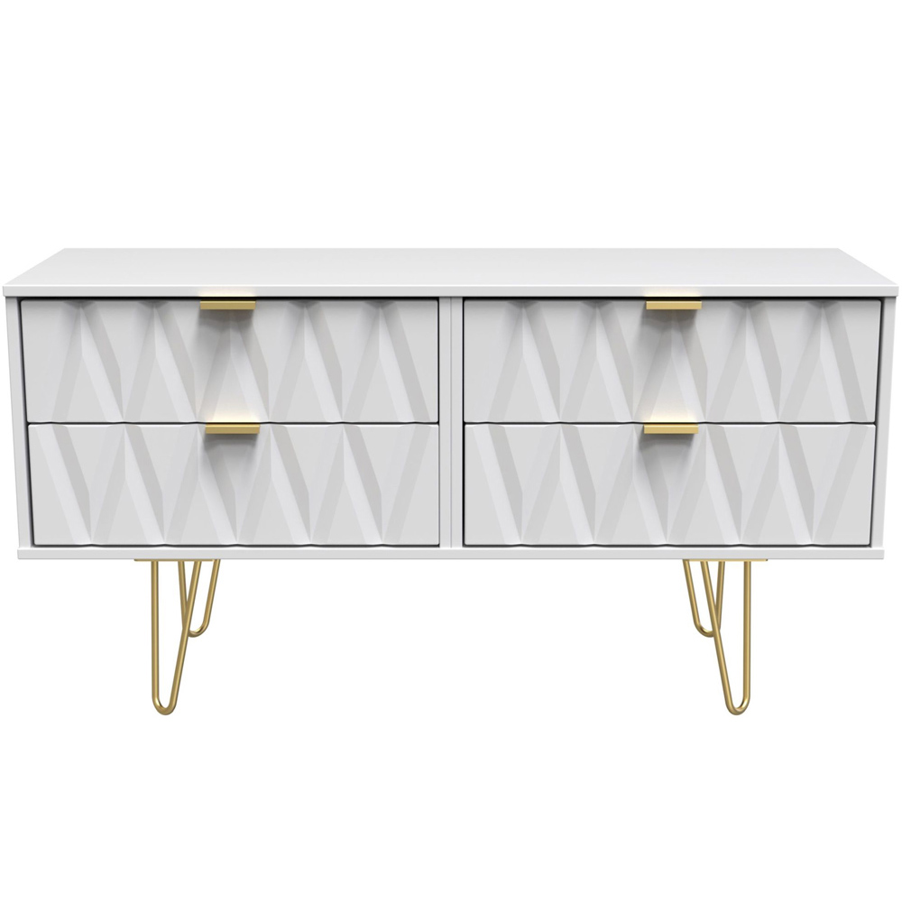 Crowndale Diamond 4 Drawer Matt White Chest of Drawers Image 3