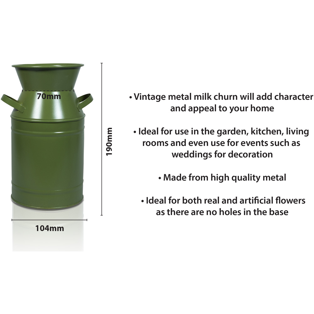 St Helens Green Vintage Metal Milk Churn Planter 14cm Image 5