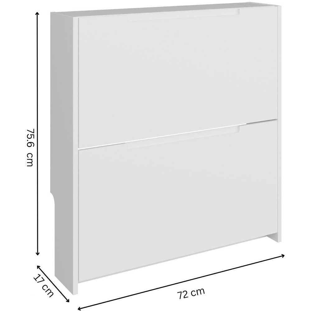 GFW 2 Tier White High Gloss Narrow Shoe Cabinet Image 9
