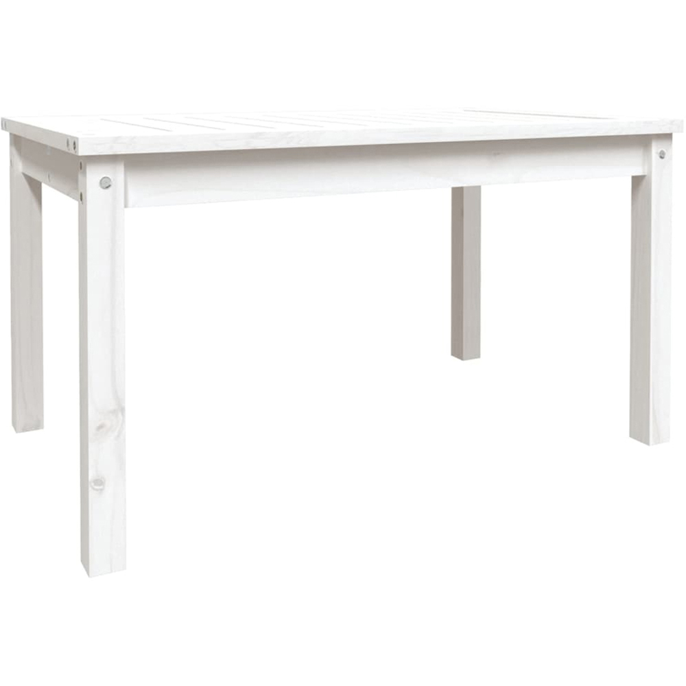 vidaXL White Solid Pine Wood Slatted Garden Table 82.5 x 50.5cm Image 2