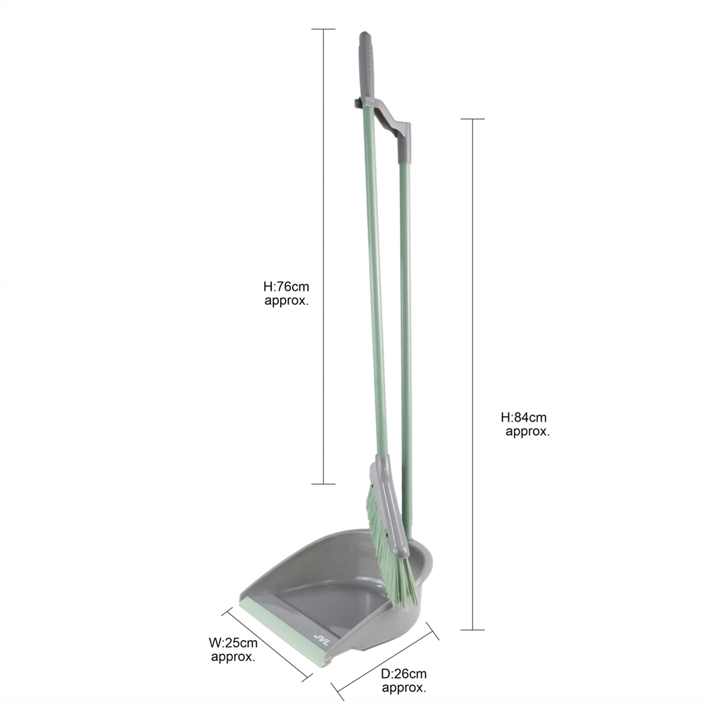 JVL Grey Long Handle Dust Pan and Brush Set Image 8