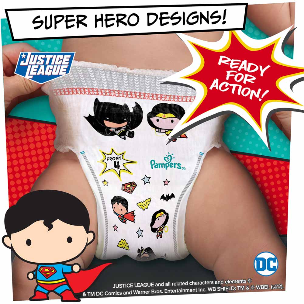 Pampers DC Super Heroes Baby-Dry Nappy Pants Size 5 27 Pack Image 6