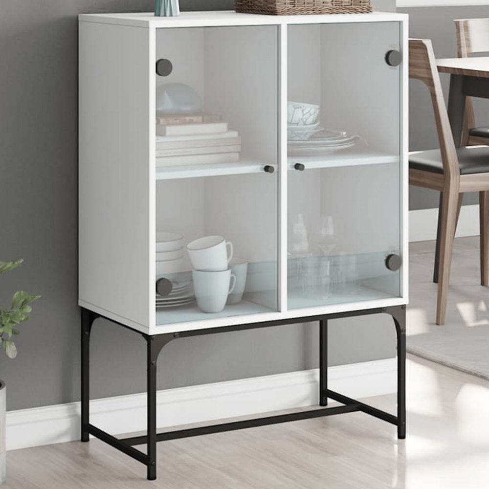 vidaXL 2 Door White Wooden Side Cabinet Image 1