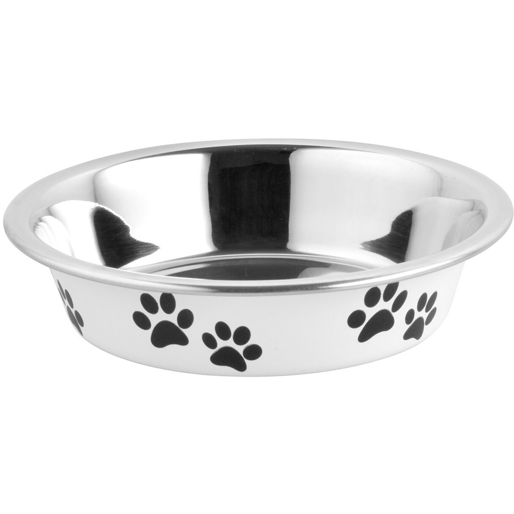 Small Stainless Steel Pawprint Pet Bowl Image 1