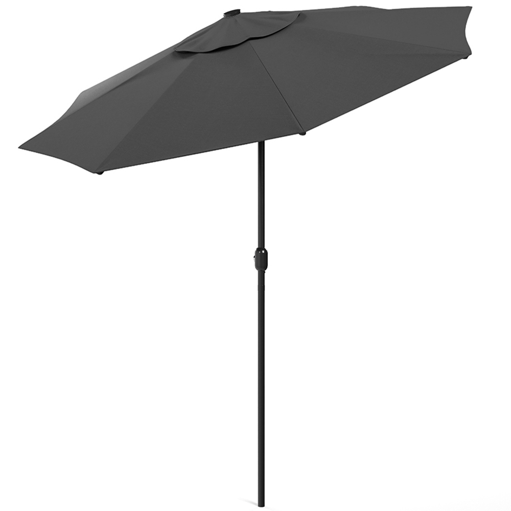 Living and Home Dark Grey 24 LED Crank Lift Garden Parasol 3m Image 4