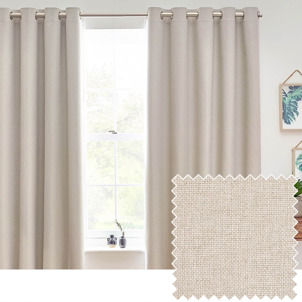 furn. Dawn Linen Thermal Blackout Eyelet Curtain 137 x 117cm Image 2