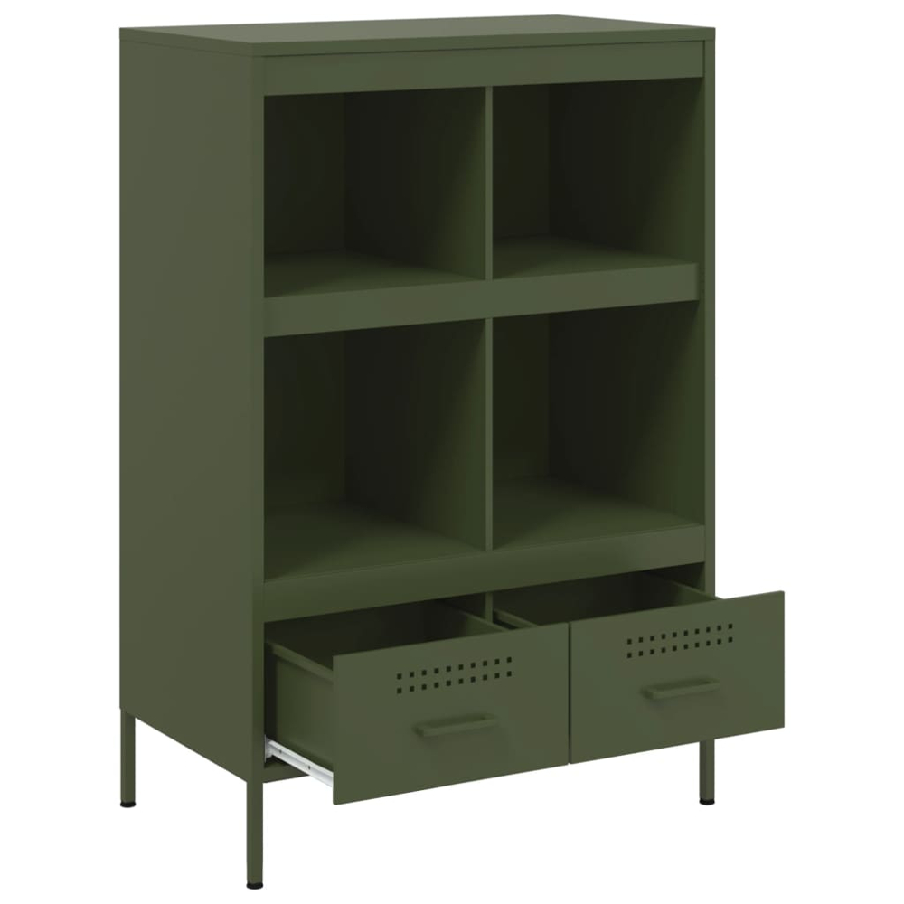 vidaXL 2 Drawer 4 Shelf Green Cold-Rolled Steel Highboard Image 9