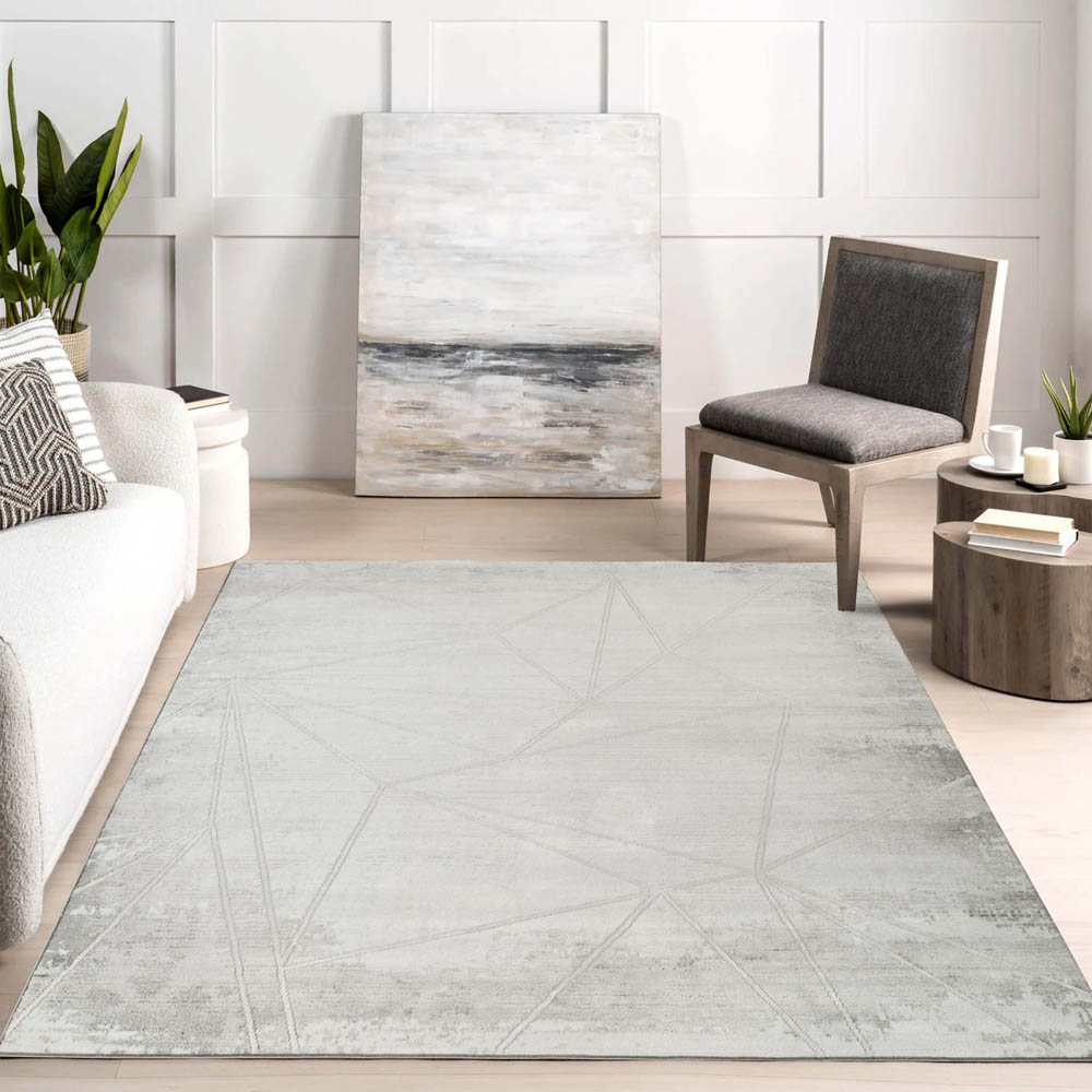 Desire Rugs Novu Mirage Grey Modern Abstract Geometric Metallic Rug 120 x 170cm Image 2