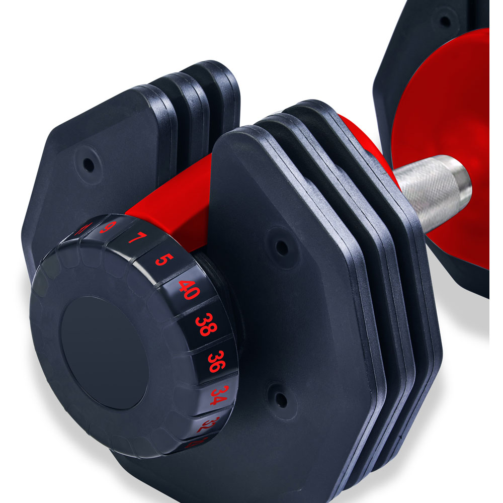 Strongology Urban40 Home Fitness Black and Red Adjustable Dumbbells 5kg to 40kg 2 Pack Image 5