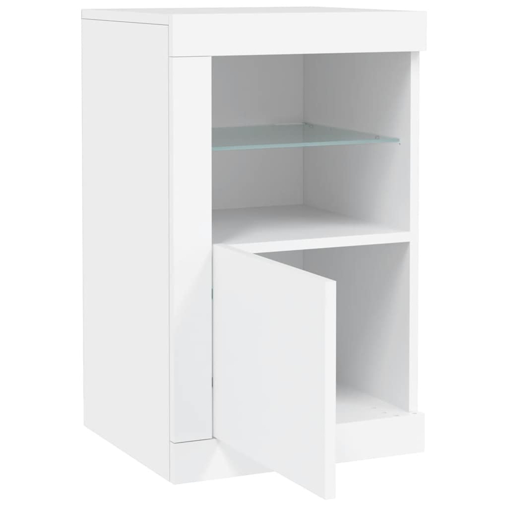 vidaXL Single Door 2 Shelf White Side Cabinet with LED Lights Image 5