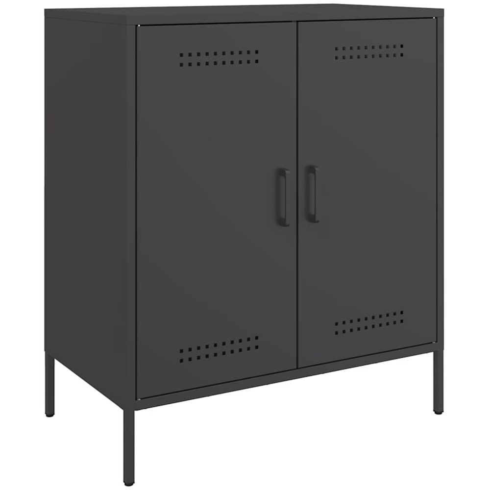 vidaXL 2 Door Black Steel Industrial Style Sideboard Image 2