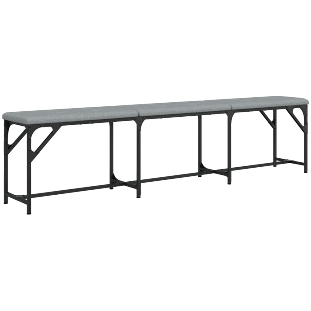 vidaXL 3 Seater Light Grey Steel and Fabric Dining Bench Image 4