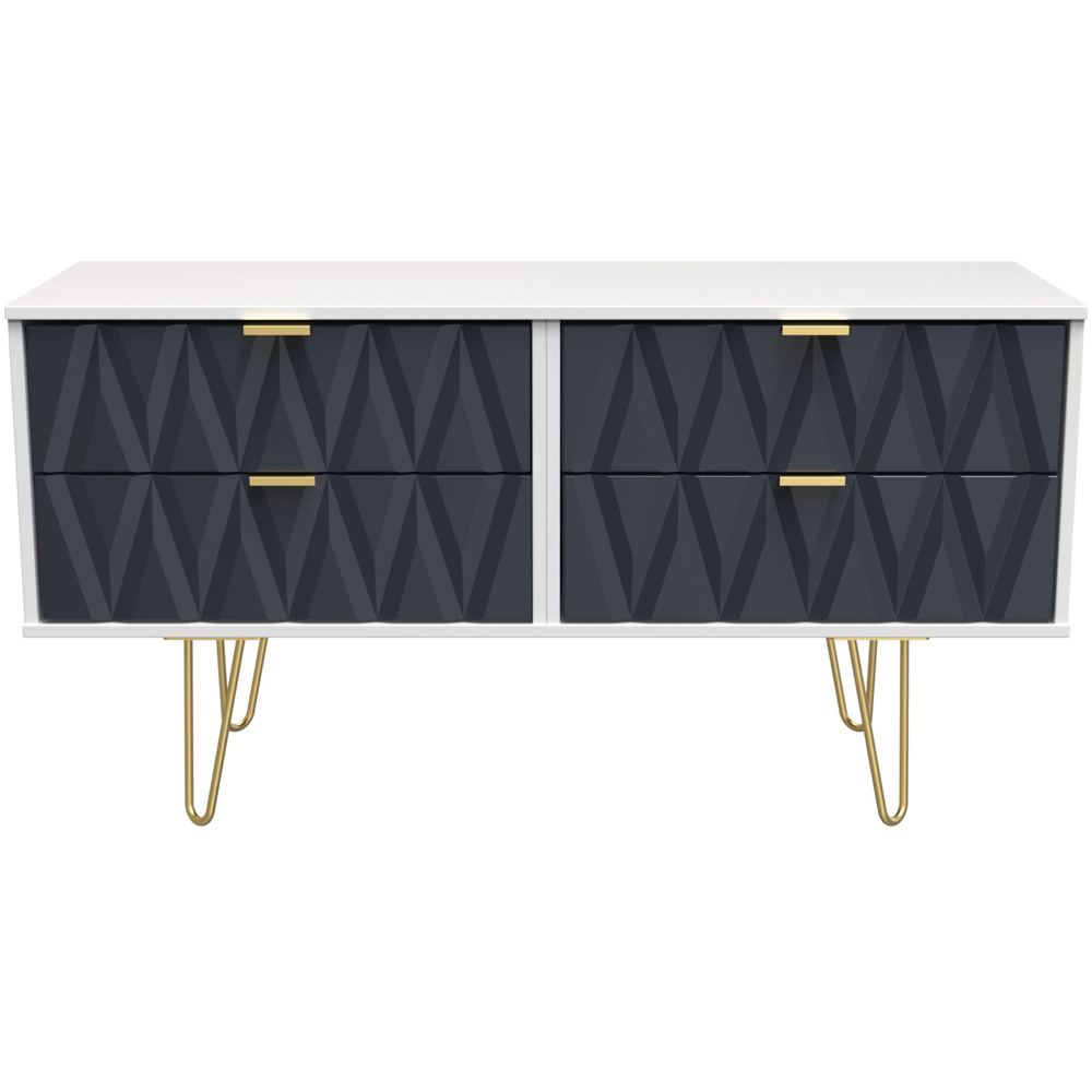 Crowndale Diamond 4 Drawer Matt Indigo and White Chest of Drawers Image 3