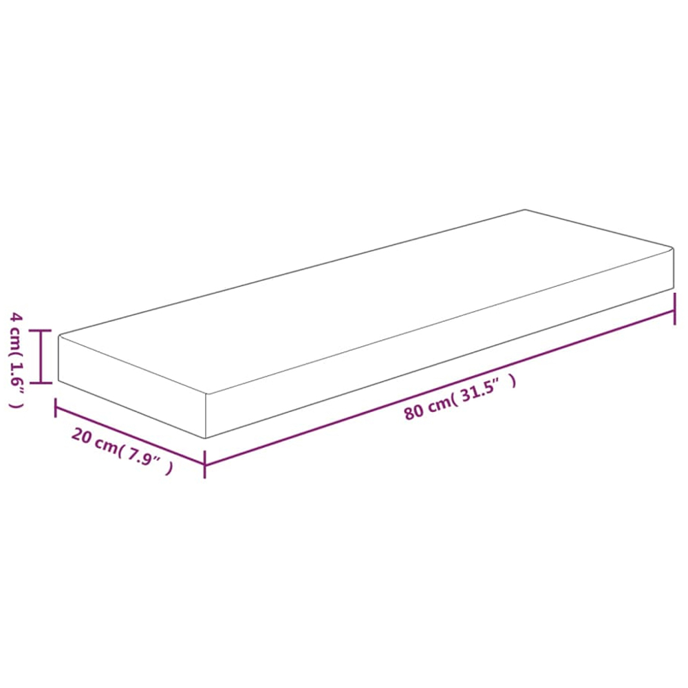 vidaXL 80 x 20 x 4cm Untreated Solid Wood Oak Shelf Board Image 4