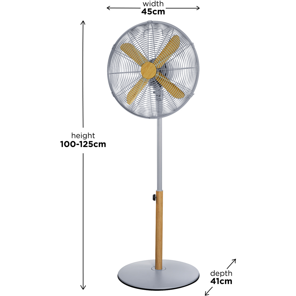 Russell Hobbs Grey and Wood Effect Scandi Pedestal Fan 16 inch Image 6