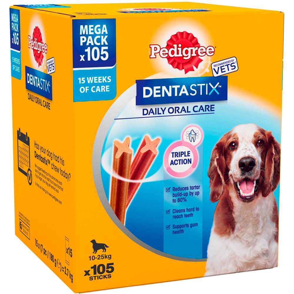 Pedigree Dentastix Large Adult Dog Daily Oral Care Stick Treat 180g 105 Pack Image