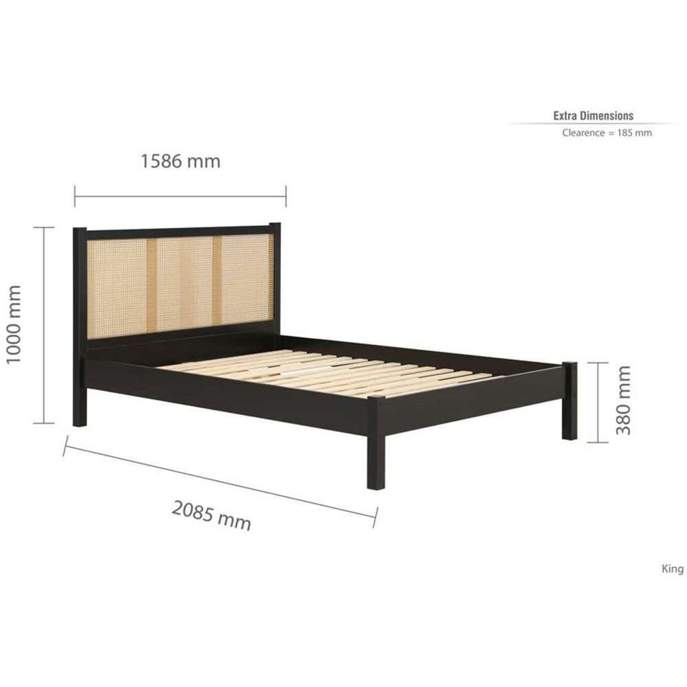 Croxley King Size Black and Oak Rattan Bed Image 8