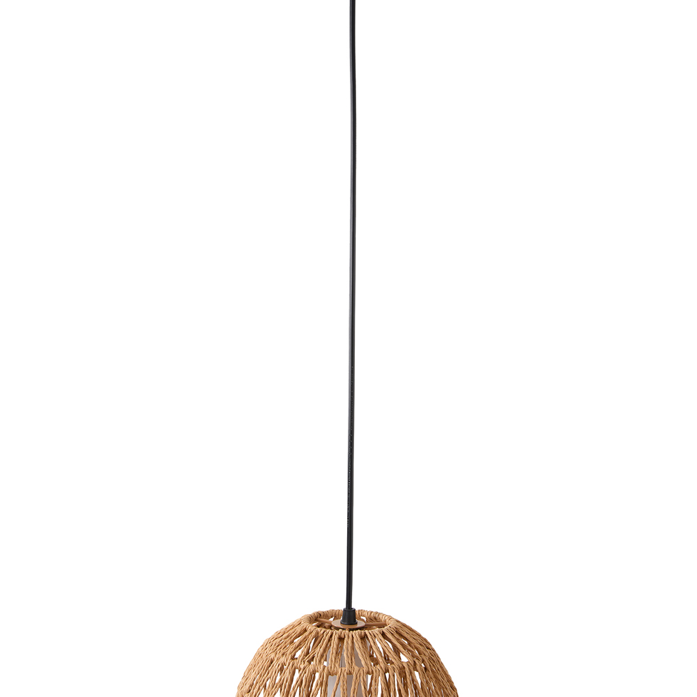 Living and Home Black Wood Colour Hand-Woven Hemp Rope E27 Pendant Light Image 6