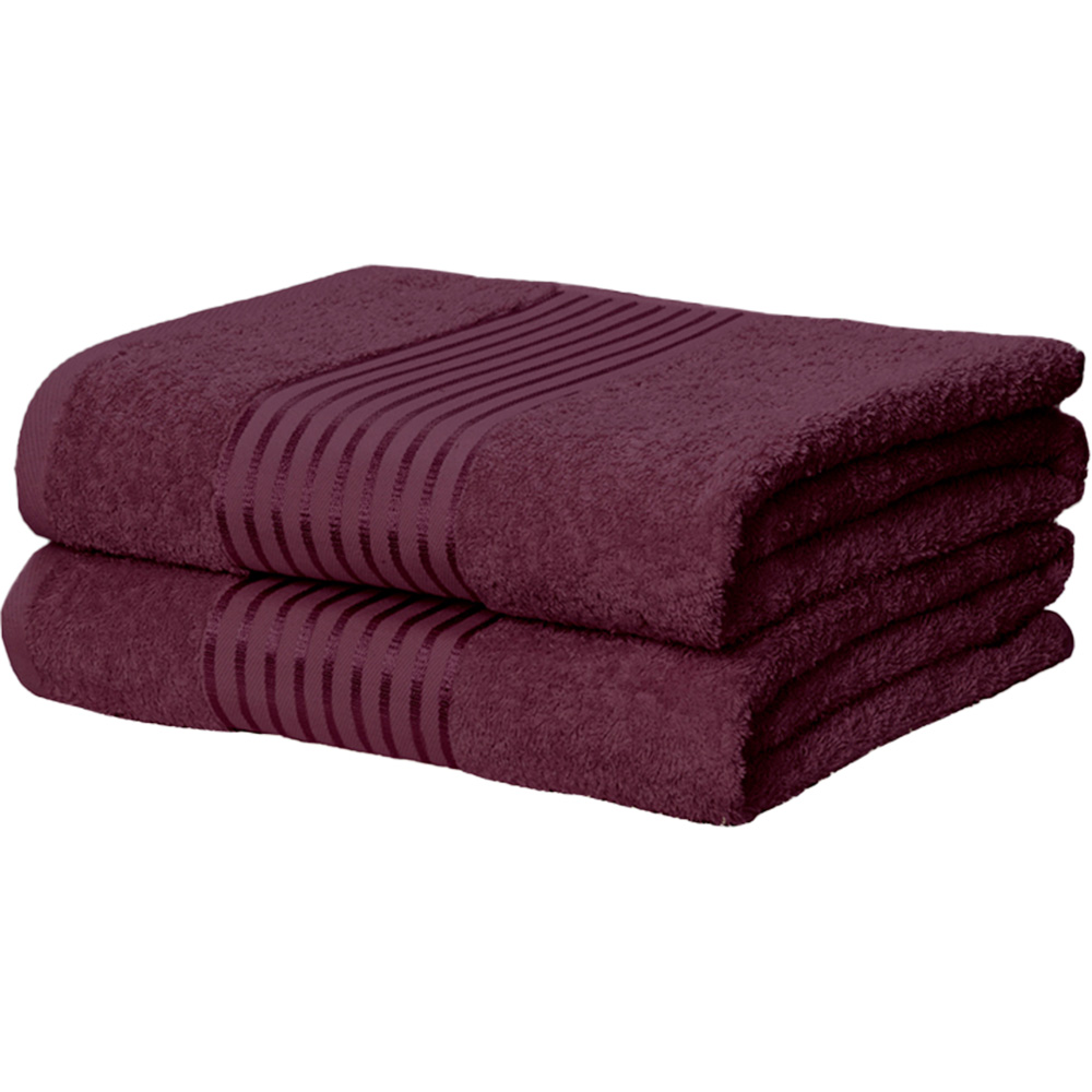 Rapport Home Windsor Pure Cotton Purple Bath Sheet Set of 2 Image 1