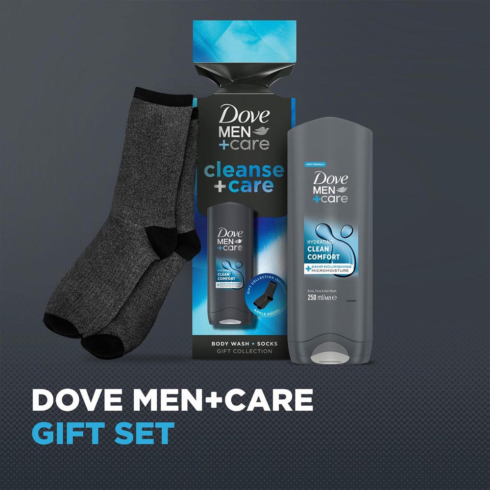Dove Men+Care Cleanse Bodywash and Socks Gift Set 3 Pack Image 7