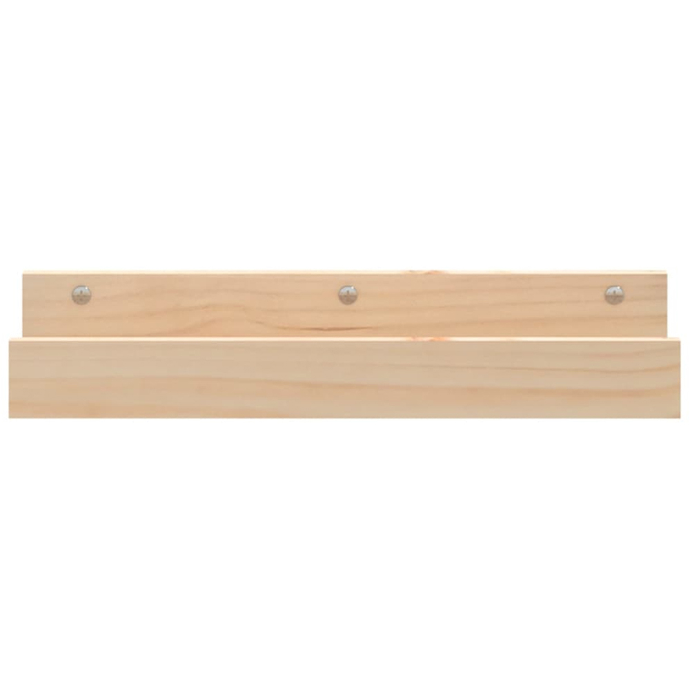 vidaXL 50cm Set of 2 Brown Solid Pine Wood Floating Wall Shelf Image 3