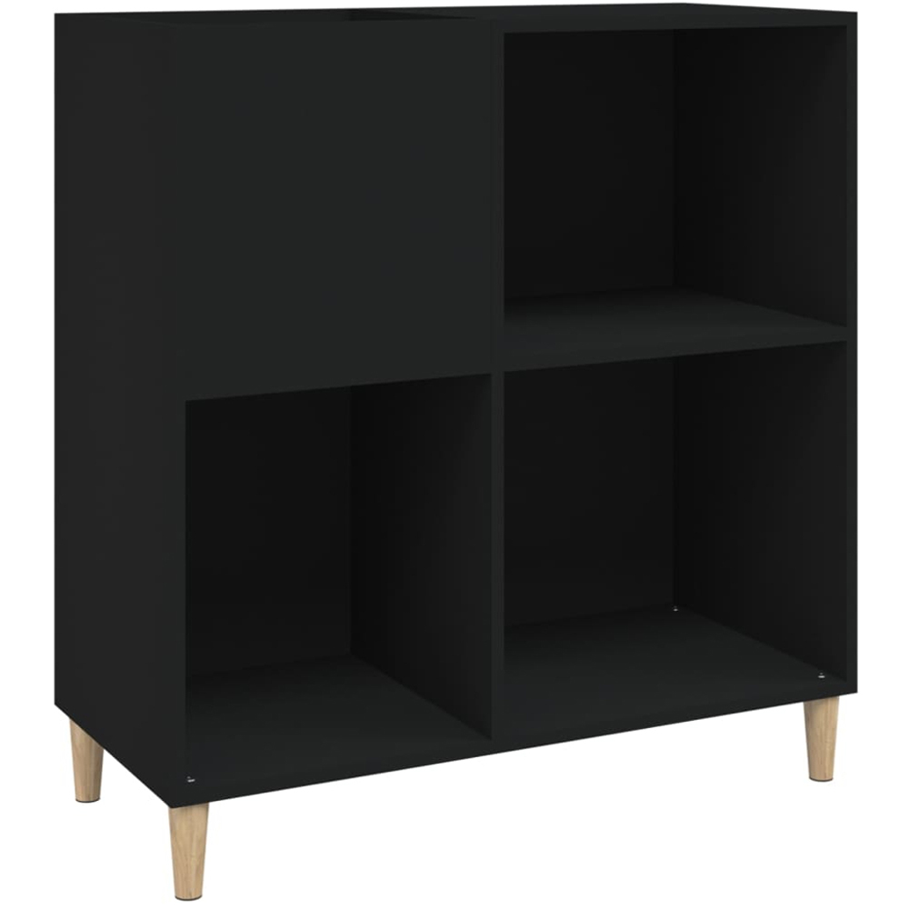 vidaXL 3 Shelf Black Record Cabinet Image 2